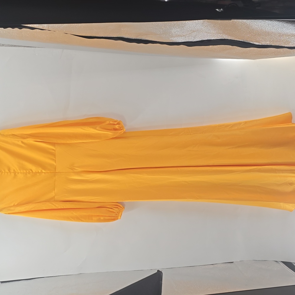Mac Duggal Elegant Yellow Long Sleeve Dress - Picture 10 of 10